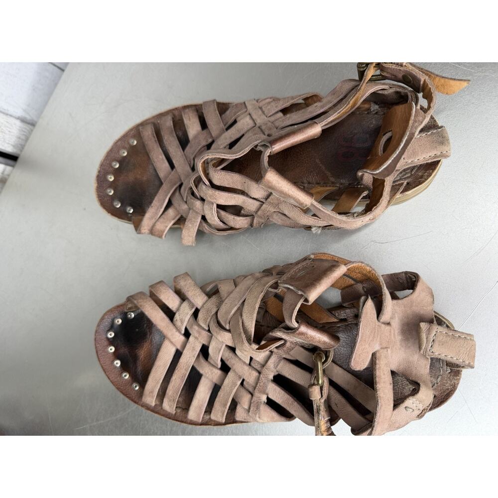 AS98 Ralston Gladiator Distressed Light Brown Strappy Leather Sandals Size 38 - Picture 3 of 7